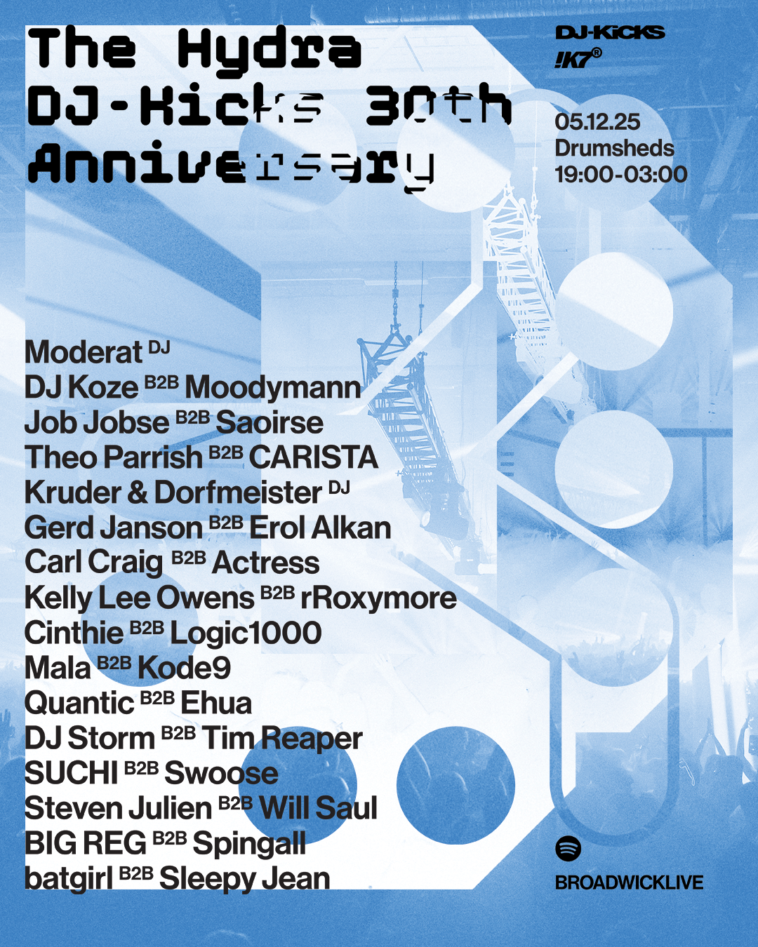 The Hydra: DJ-Kicks 30th Anniversary w/ Moderat, DJ Koze B2B Moodymann, Job Jobse B2B Saoirse